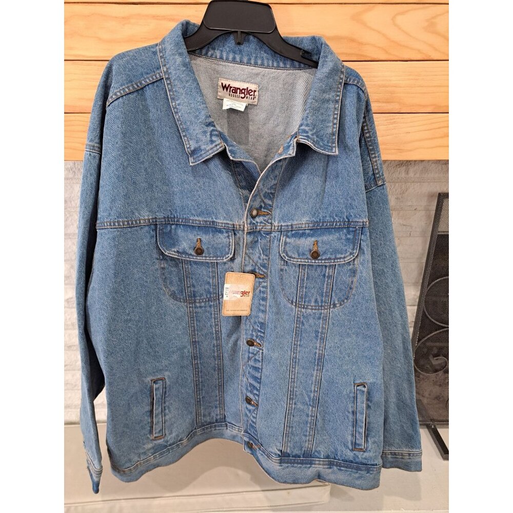 Vtg Wrangler 6XL Trucker  Blue Denim Jacket Mens  Classic Button-Up Cotton NEW